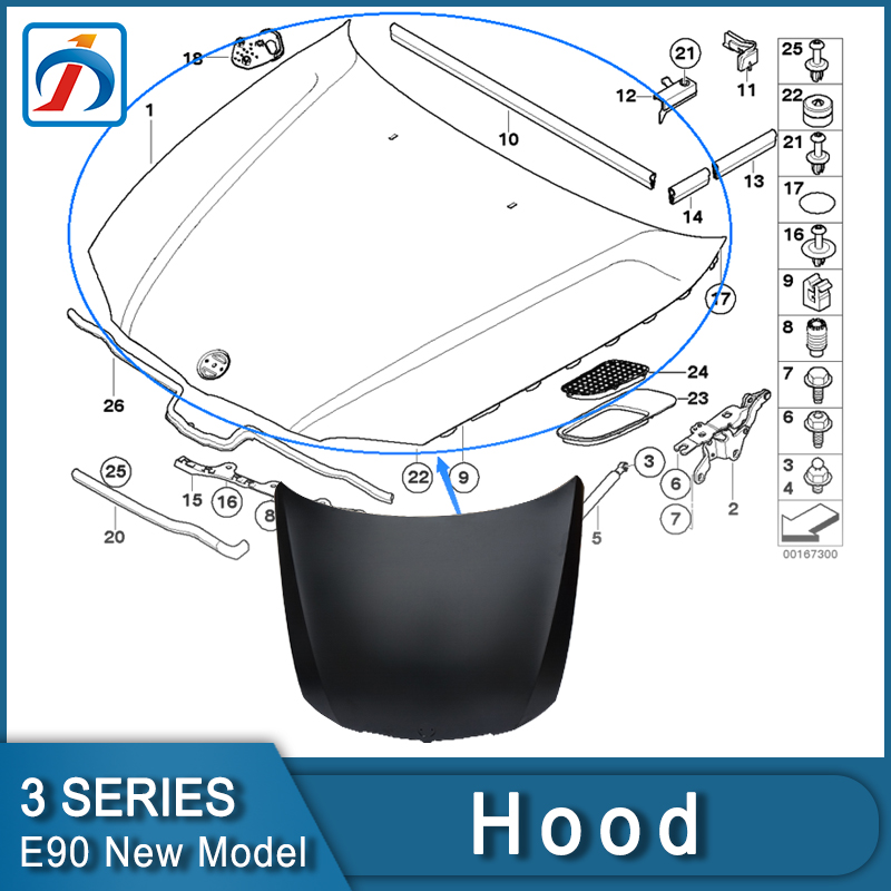 Auto Parts Iron Car 3 Series E90 Engine Hood Bonnet For E90 Body Kit