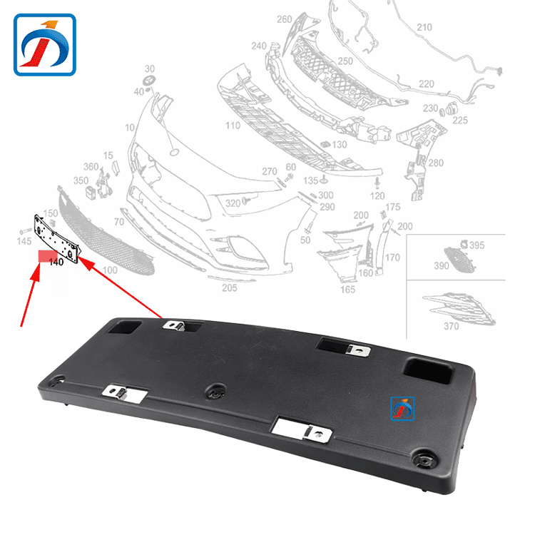 Black A Class W177 Front Bumper License Plate for 1778804101 Bracket