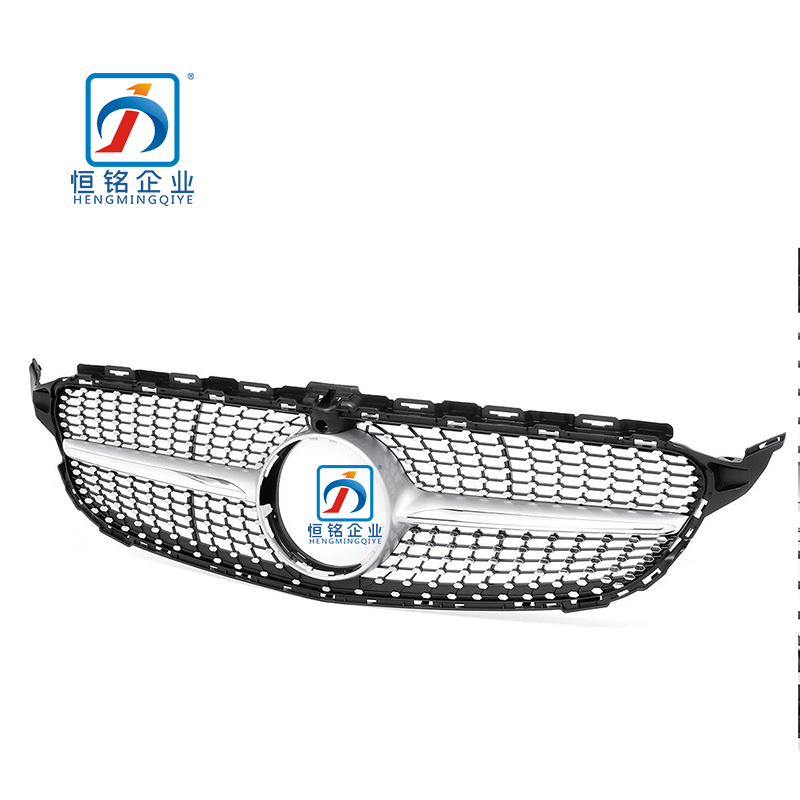 Front Silver Black Star Grille With Hole for W205 C CLASS 205 888 0023