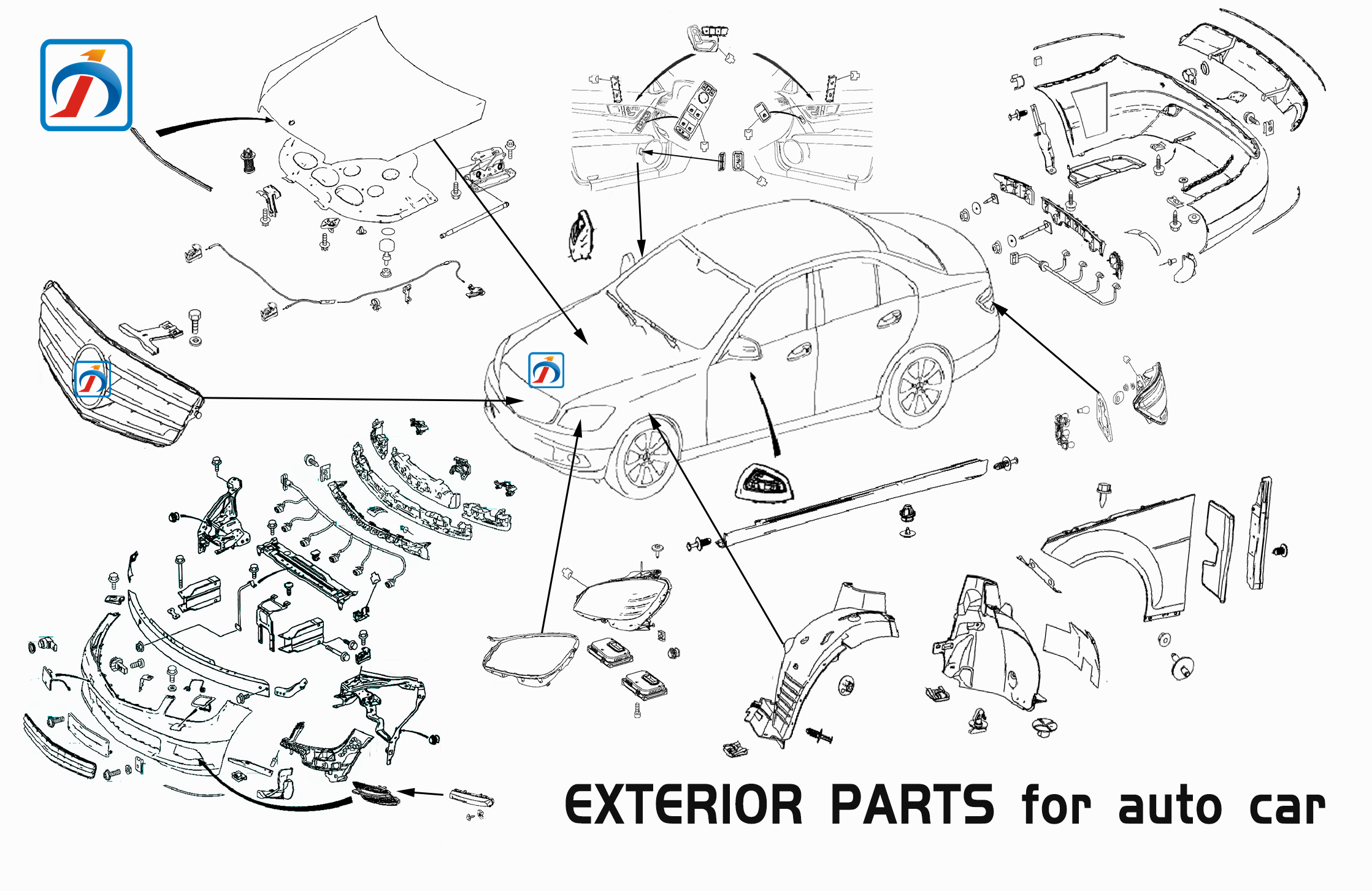 اكسسوارات السيارات اللامعة GLE Iron W166 Car Front Fender For Benz W166