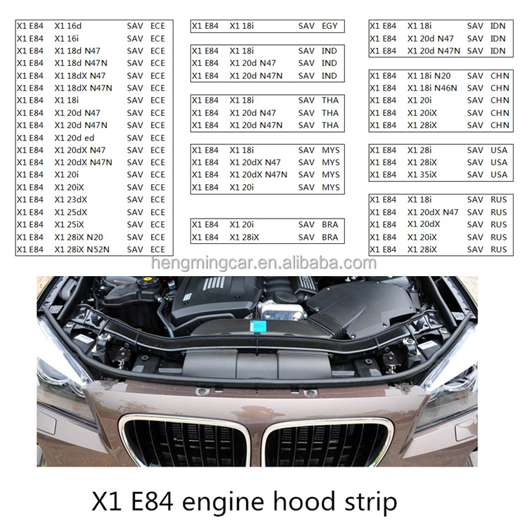 Brand New Automotive Parts 18i 20iX X1 E84 Car Hood Seal Strip 51762990363