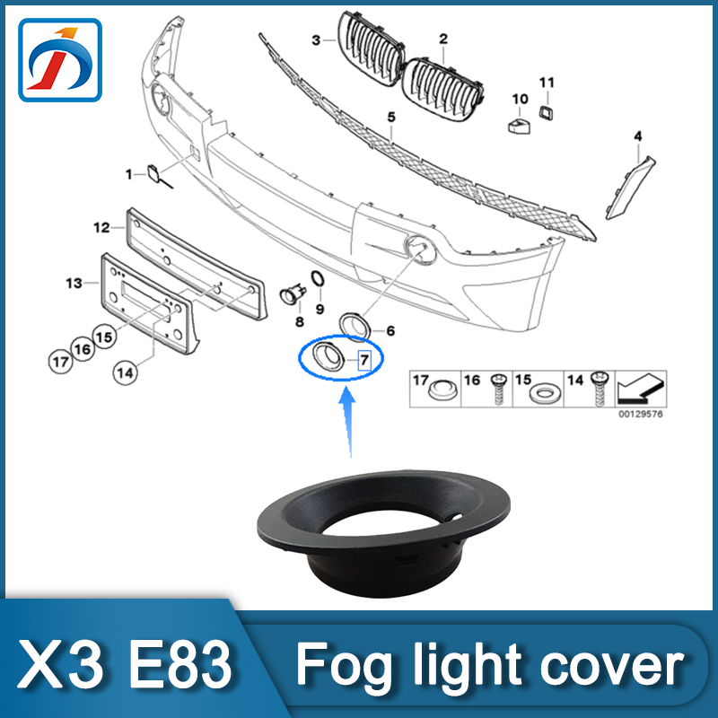 CAR ACCESSORIES X3 E83 BLACK PLASTIC FOG LIGHT TRIM FOG LAMP COVER 51113400911
