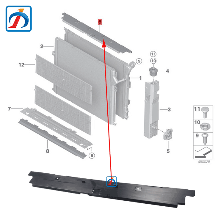 2011 2013 Black 3 Series F35 F30 Radiator Upper Cover for 17118625432