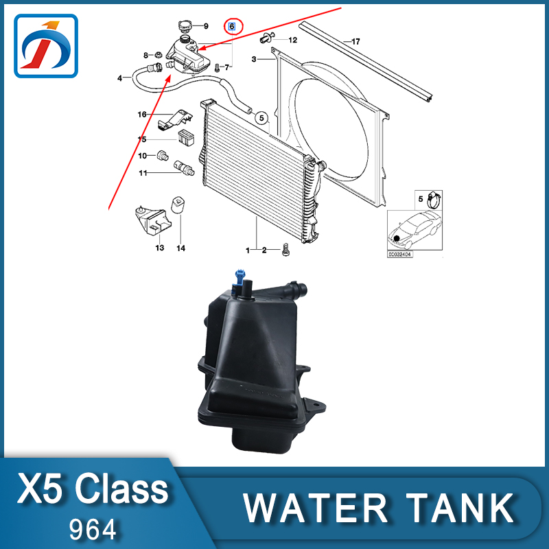 Black Cooling system E36 X5 E53 Coolant Expansion Tank for 17107514964