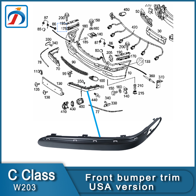 C Class W203 Front Bumper Trim Bracket for W203 2038856121 2038856221